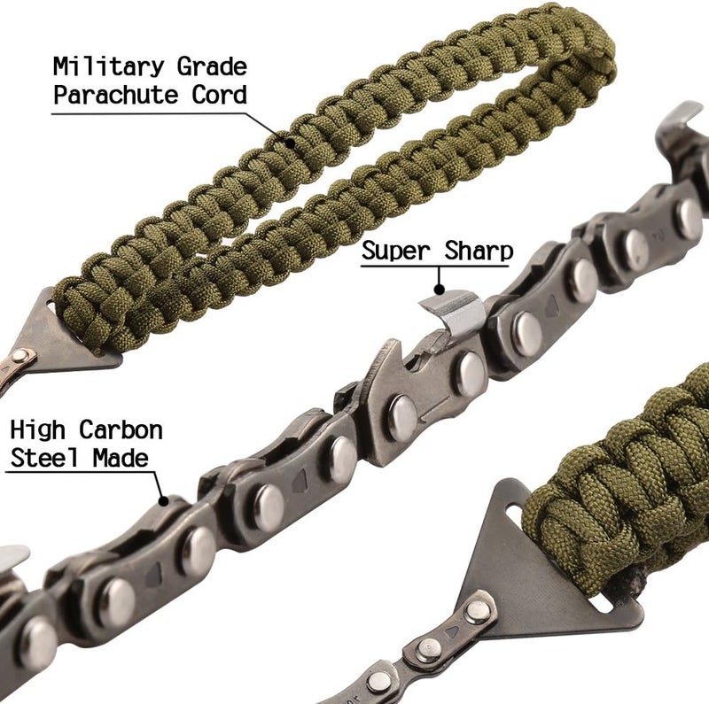 Skyocean Pocket Chainsaw with Paracord Handle 24 Inches 11 Teeth Folding Chain Hand Saw Fast Wood & Tree Cutting Emergency Survival Gear Best for Camping Backpacking Hiking Hunting - Image 3